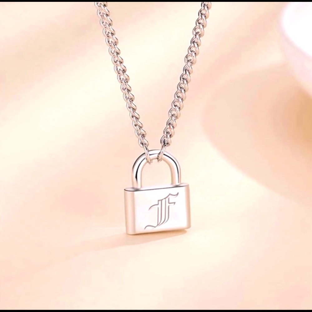 Lock Initial Letter Pendant Necklace Letter “E” initial